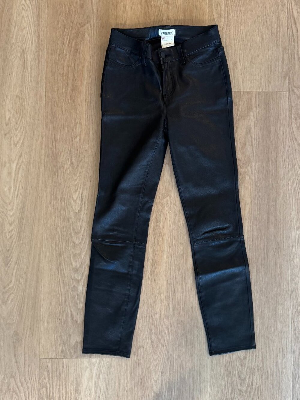 L'Agence  Lamb Leather Skinny Leg Pants  Black | XS US 25